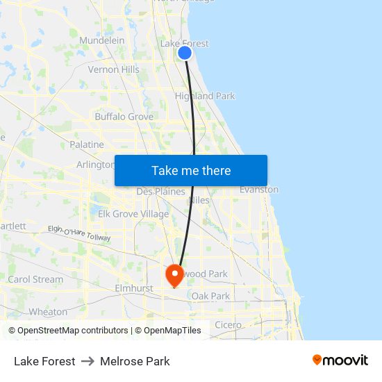 Lake Forest to Lake Forest map