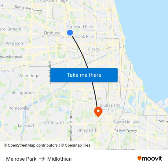 Melrose Park to Midlothian map