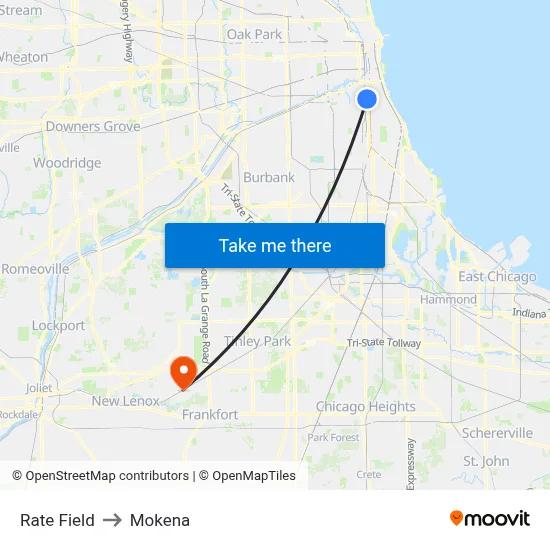 Rate Field to Mokena map