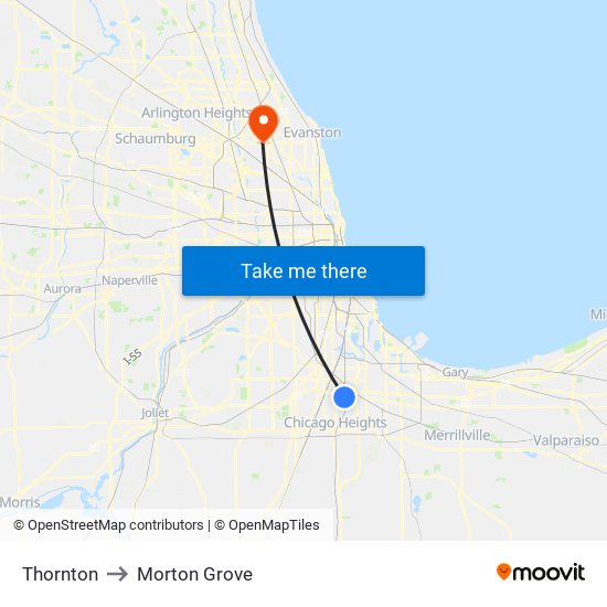 Thornton to Morton Grove map