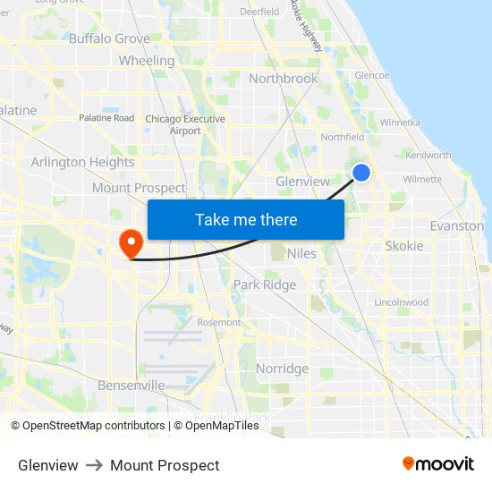 Glenview to Mount Prospect map