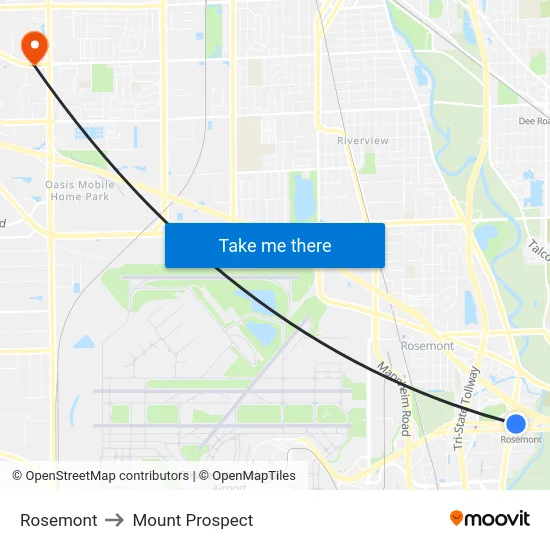 Rosemont to Mount Prospect map