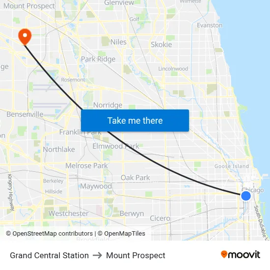 Grand Central Station to Mount Prospect map