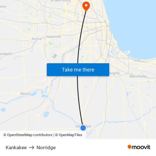 Kankakee to Norridge map