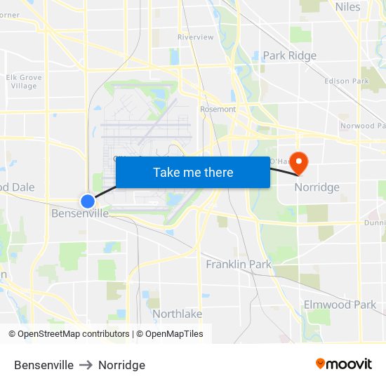 Bensenville to Norridge map