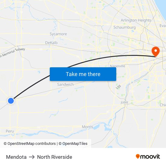 Mendota to North Riverside map