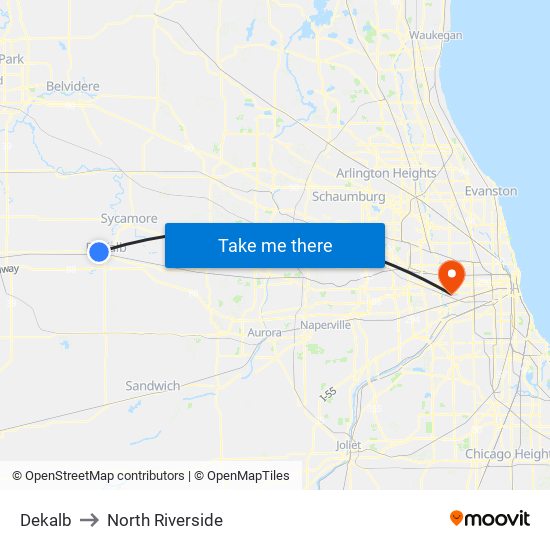 Dekalb to North Riverside map