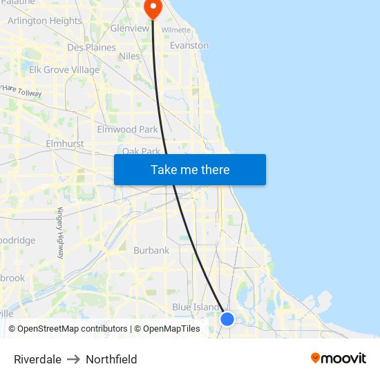 Riverdale to Northfield map