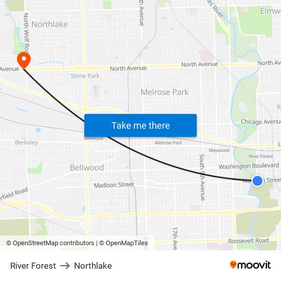 River Forest to Northlake map