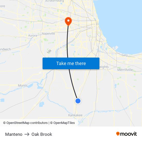 Manteno to Oak Brook map