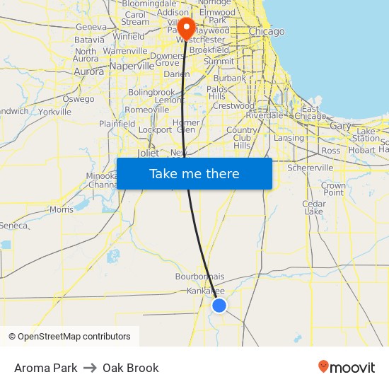 Aroma Park to Oak Brook map