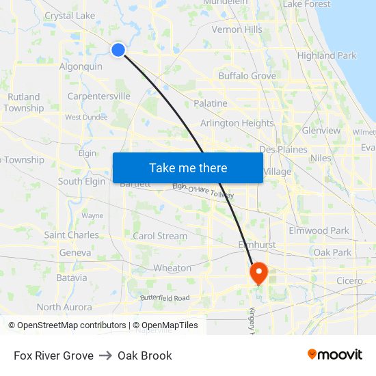 Fox River Grove to Oak Brook map