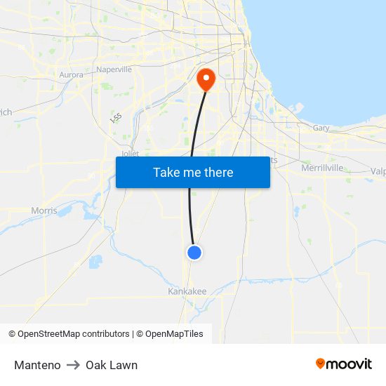 Manteno to Oak Lawn map