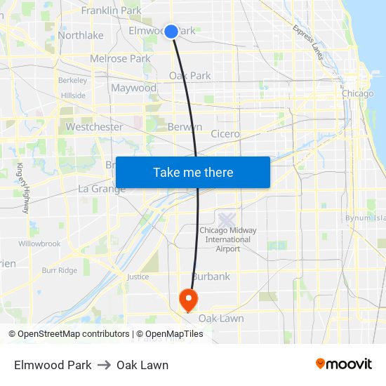 Elmwood Park to Elmwood Park map