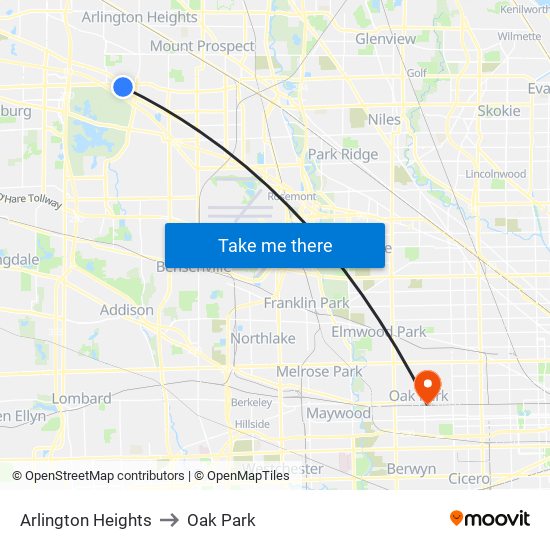 Arlington Heights to Oak Park map