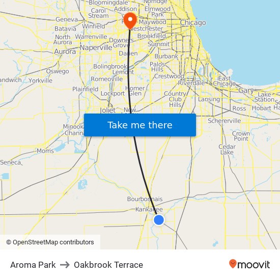 Aroma Park to Oakbrook Terrace map