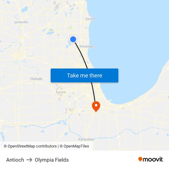 Antioch to Olympia Fields map