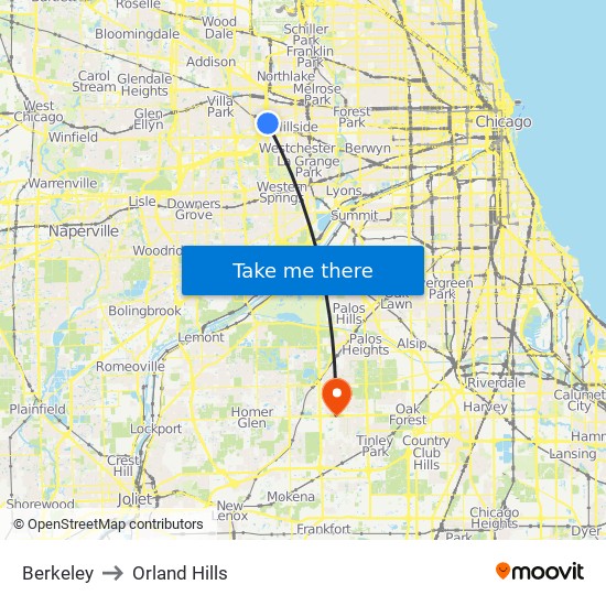 Berkeley to Orland Hills map