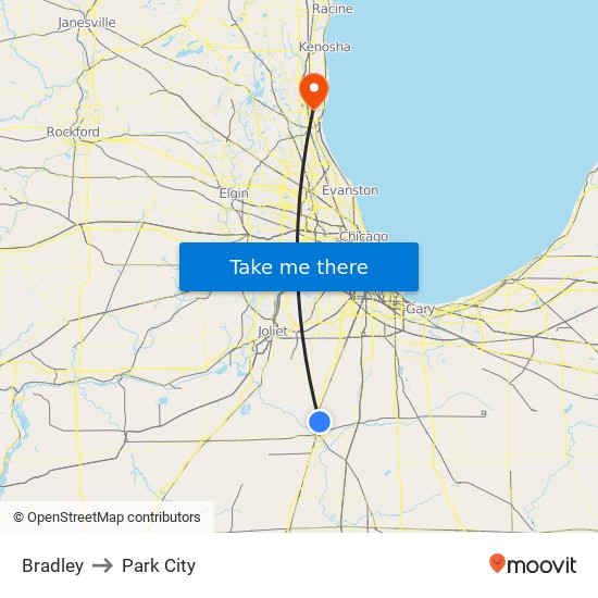 Bradley to Park City map
