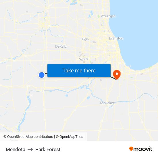 Mendota to Park Forest map