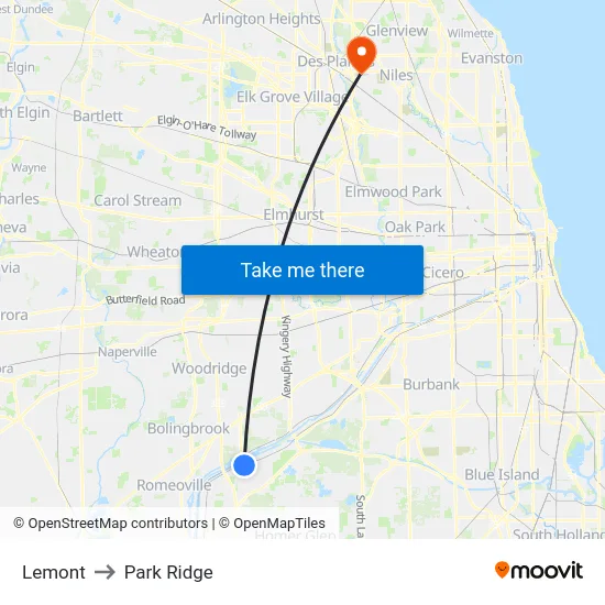 Lemont to Park Ridge map