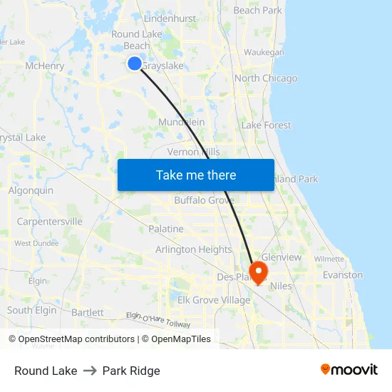 Round Lake to Park Ridge map