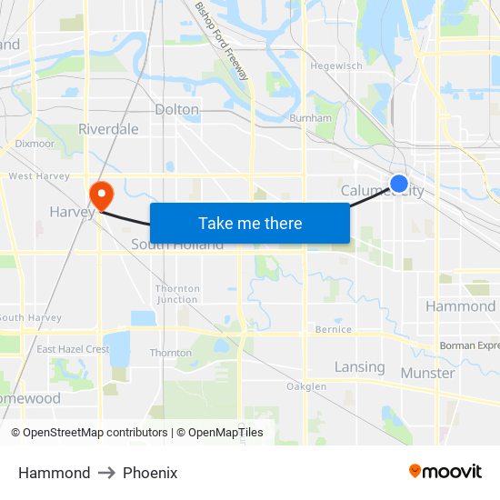 Hammond to Phoenix map