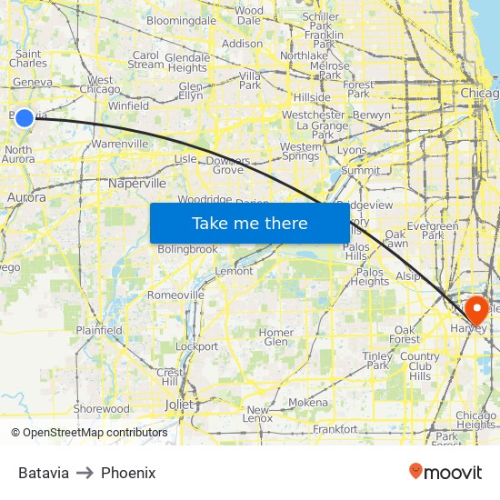 Batavia to Phoenix map