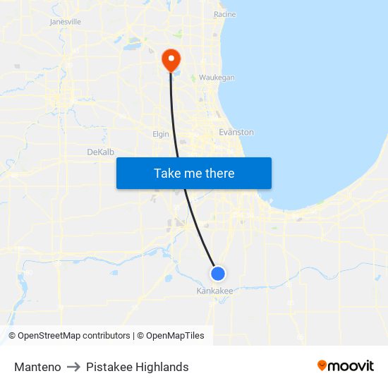 Manteno to Pistakee Highlands map