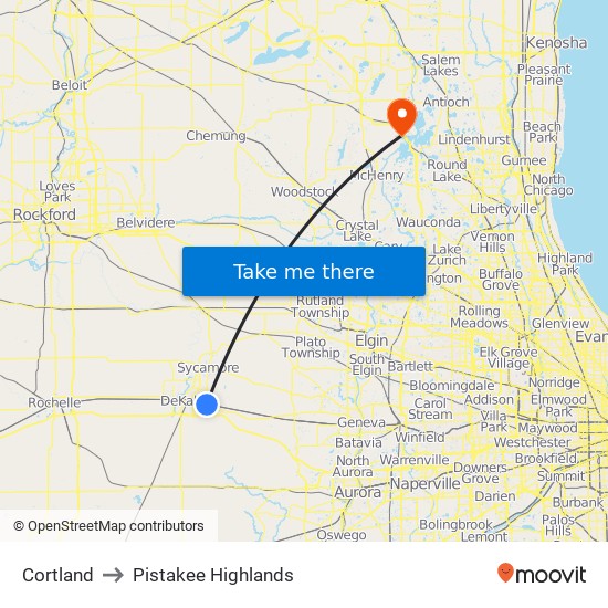 Cortland to Pistakee Highlands map