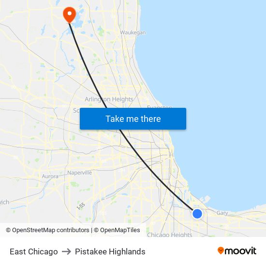 East Chicago to Pistakee Highlands map
