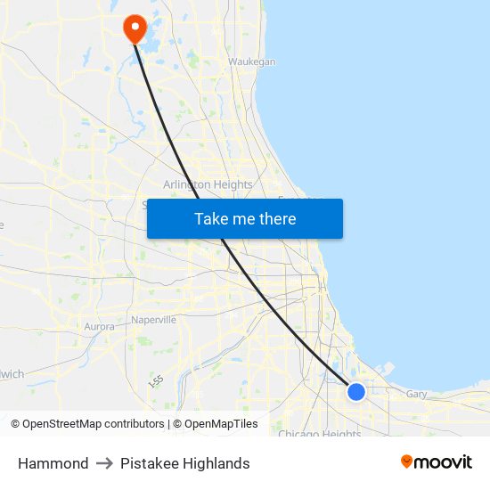 Hammond to Pistakee Highlands map