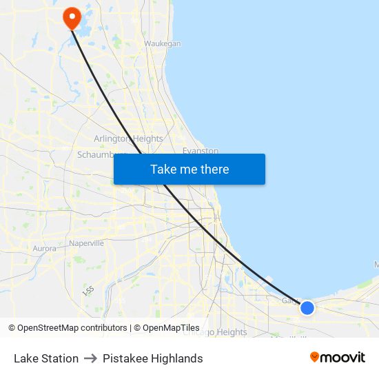 Lake Station to Pistakee Highlands map