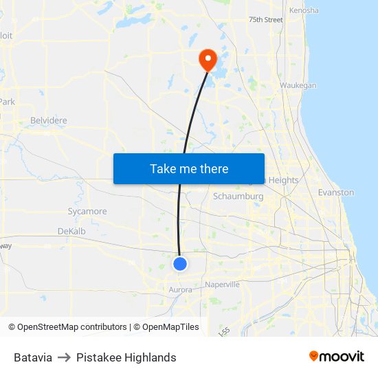 Batavia to Pistakee Highlands map