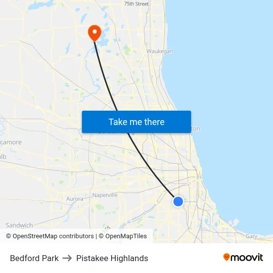 Bedford Park to Pistakee Highlands map