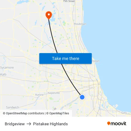 Bridgeview to Pistakee Highlands map