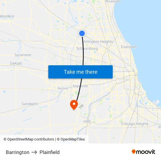 Barrington to Plainfield map