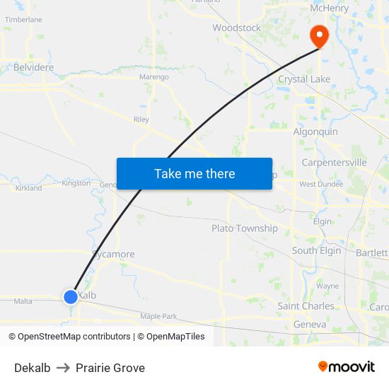 Dekalb to Prairie Grove map