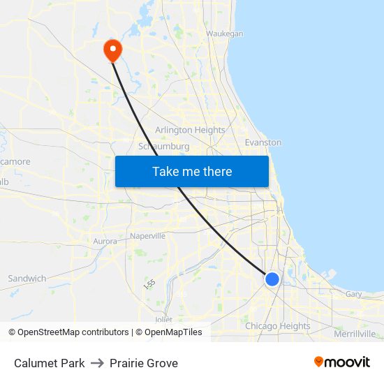 Calumet Park to Prairie Grove map