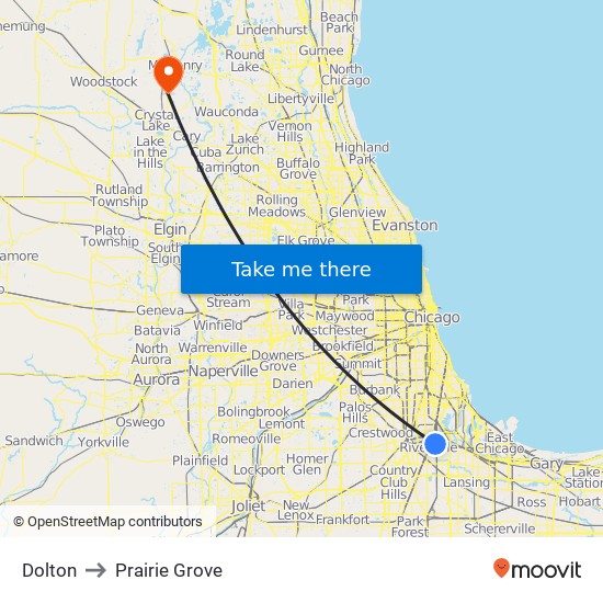 Dolton to Prairie Grove map