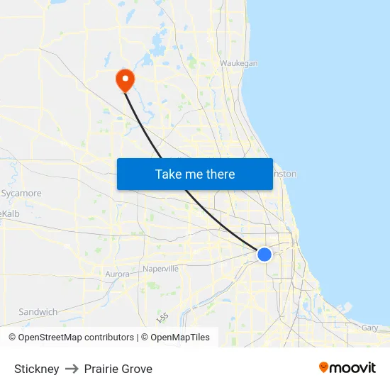 Stickney to Prairie Grove map
