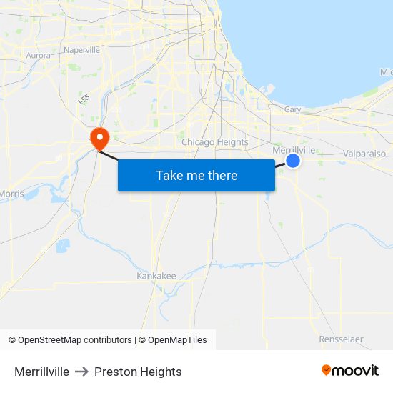 Merrillville to Preston Heights map