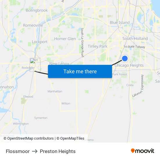 Flossmoor to Preston Heights map