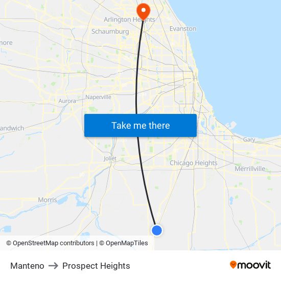 Manteno to Prospect Heights map