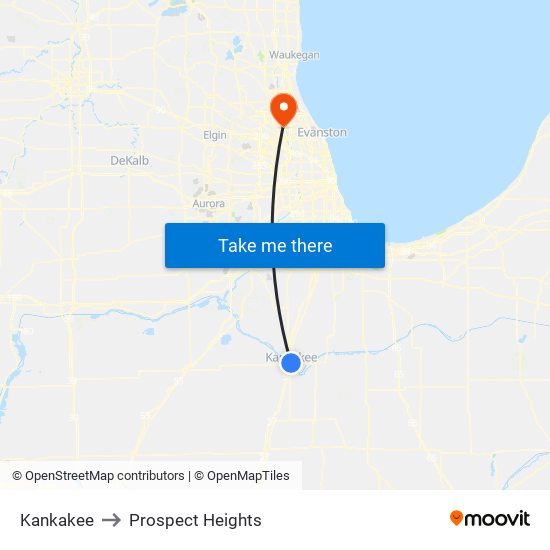 Kankakee to Prospect Heights map