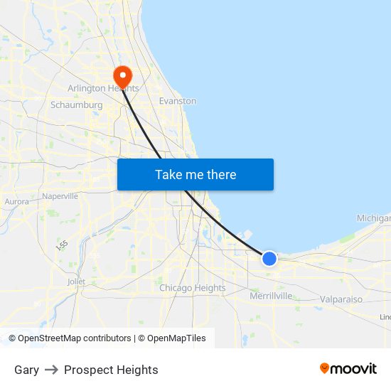 Gary to Prospect Heights map