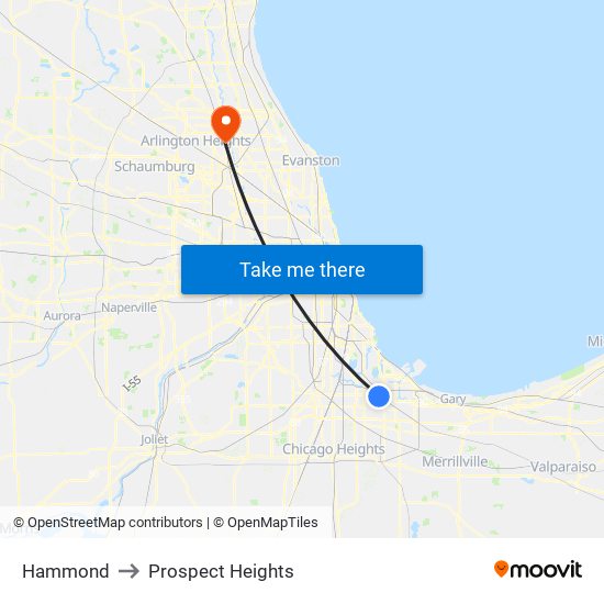 Hammond to Prospect Heights map