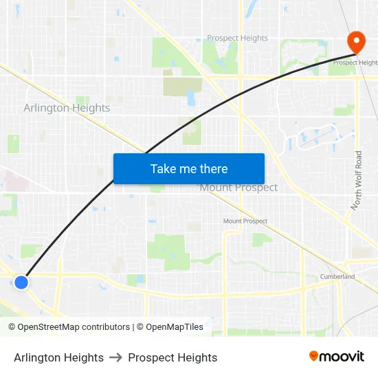 Arlington Heights to Prospect Heights map