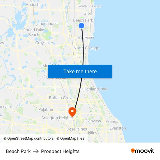 Beach Park to Prospect Heights map