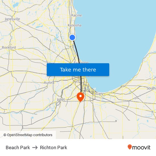 Beach Park to Richton Park map